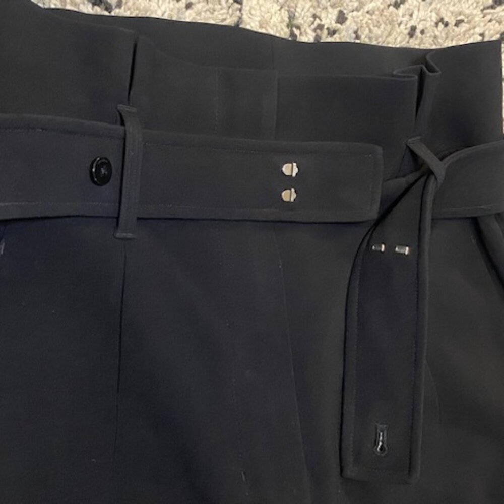 BABATON Aritzia Jermaine Black Wide Leg Pants size 8 Paper Bag Tie Belt - Picture 9 of 16
